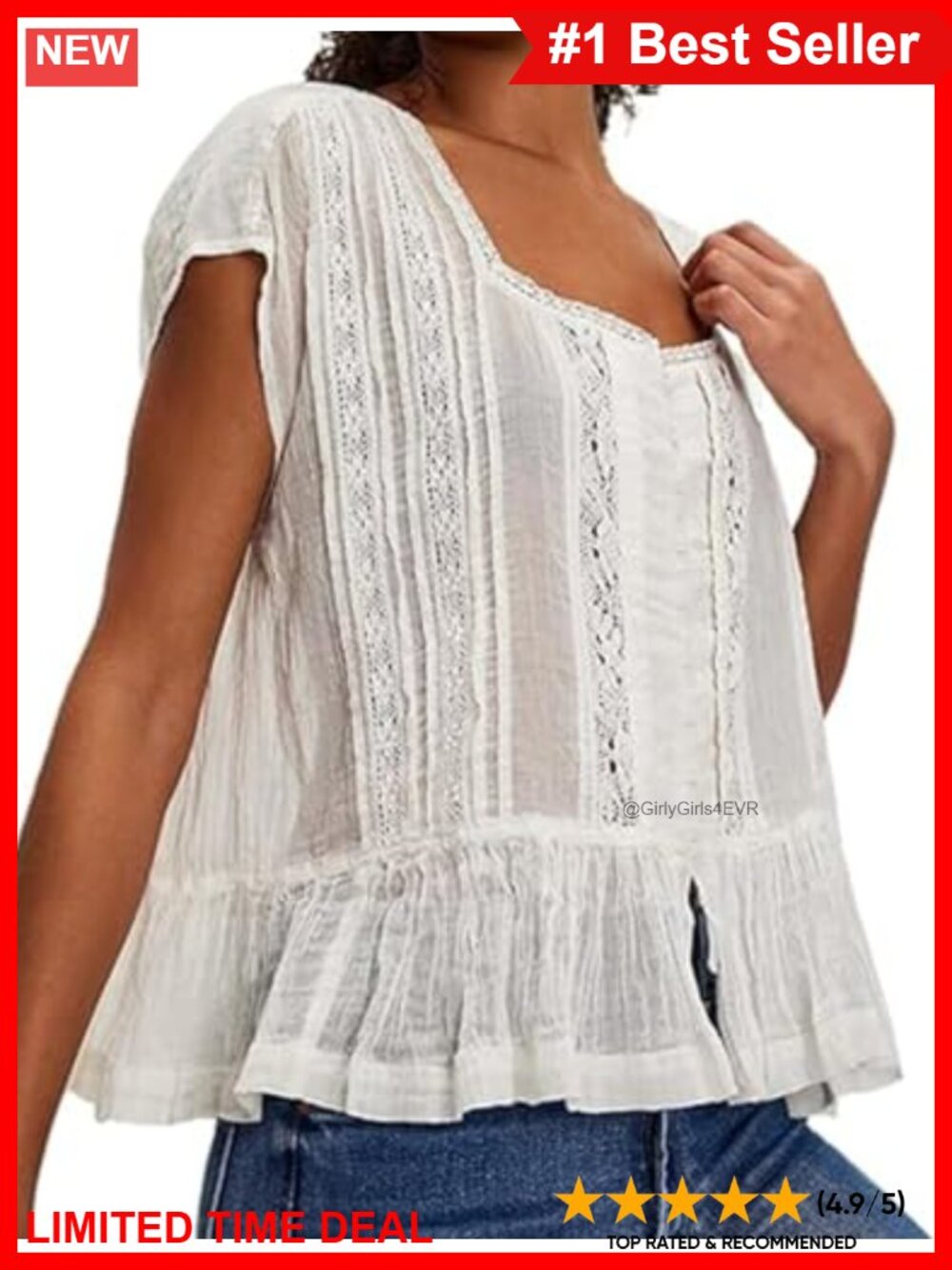 Women Pleated Crop Tank Lace Tie Front Sleeveless Semi Sheer Blouse